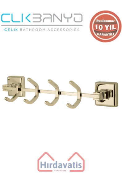 ÇELİK BANYO Paslanmaz Pirinç Kumru 4’lü Askılık Altın Sarı Gold ürün görseli 1