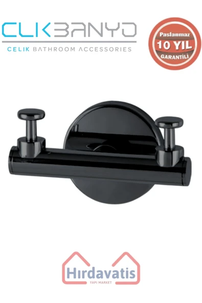 ÇELİK BANYO Paslanmaz Pirinç Flora Askılık İkili Mat Siyah ürün görseli 1