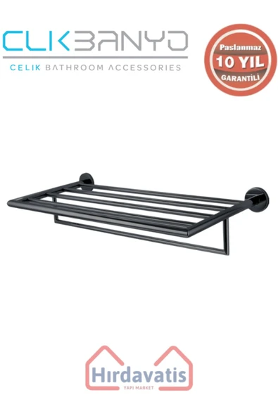 ÇELİK BANYO Paslanmaz Pirinç Flora Raf Havluluk 50cm Mat Siyah ürün görseli 1