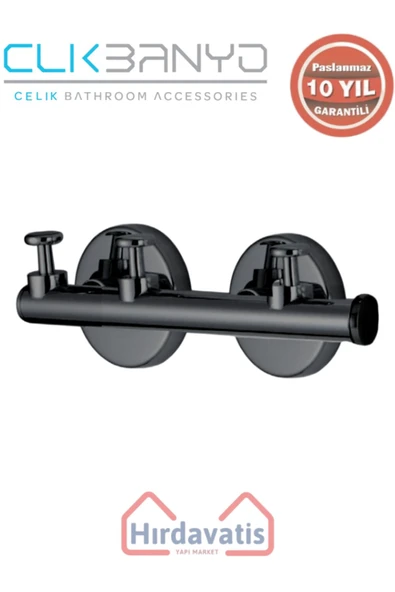 ÇELİK BANYO Paslanmaz Pirinç Flora Askılık Üçlü Mat Siyah ürün görseli 1