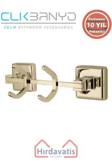 ÇELİK BANYO Paslanmaz Pirinç Kumru 2’li Askılık Altın Sarı Gold ürün görseli 1