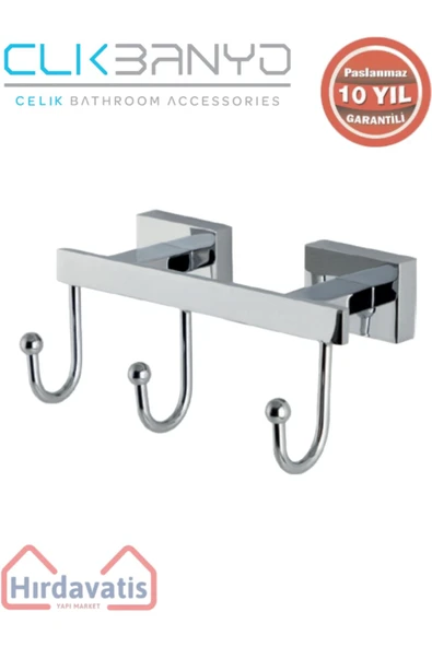 ÇELİK BANYO Paslanmaz Pirinç Kenzo 3’lü Askılık ürün görseli 1