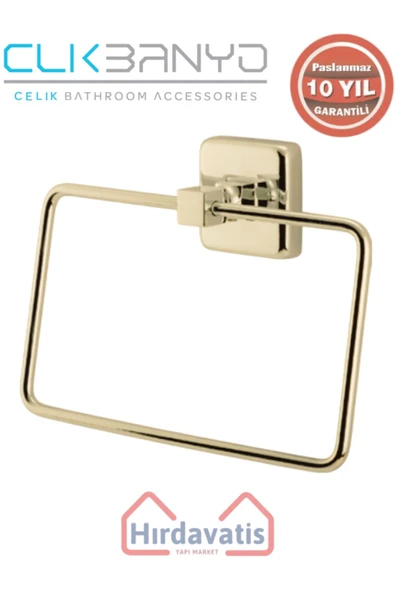 ÇELİK BANYO Paslanmaz Pirinç Kumru Kare Havluluk Altın Sarı Gold ürün görseli 1