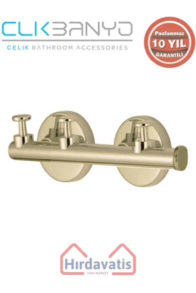 ÇELİK BANYO Paslanmaz Pirinç Flora Askılık Üçlü Altın Sarı Gold ürün görseli 1