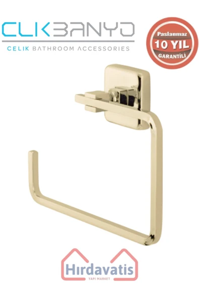 ÇELİK BANYO Paslanmaz Pirinç Kumru Kare Havluluk Altın Sarı Gold ürün görseli 1