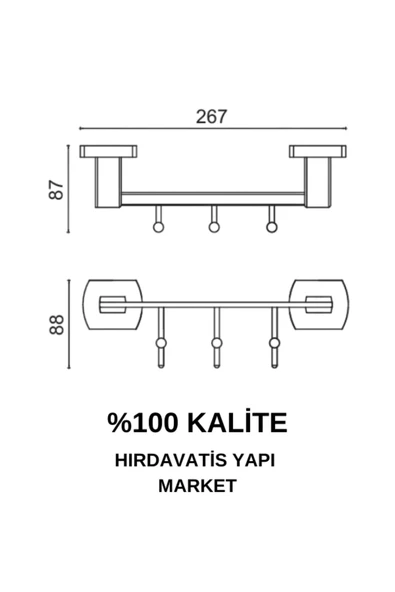 ÇELİK BANYO Paslanmaz Pirinç MLN10-012 Milano 3’lü Askılık Krom - Resim 2