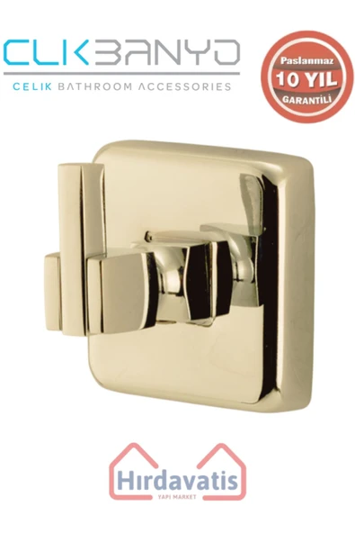 ÇELİK BANYO Paslanmaz Pirinç Kumru Tekli Bornozluk Altın Sarı Gold ürün görseli 1
