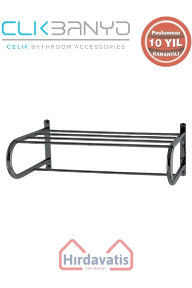 ÇELİK BANYO Paslanmaz Pirinç Mercan Lamalı Raf Havluluk 50cm Mat Siyah ürün görseli 1