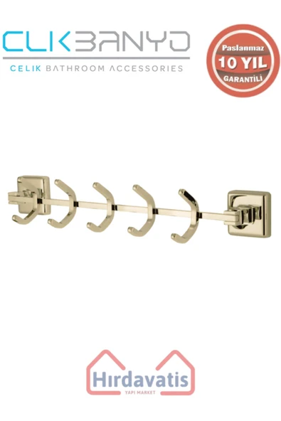 ÇELİK BANYO Paslanmaz Pirinç Kumru 5’li Askılık Altın Sarı Gold ürün görseli 1