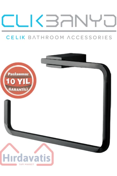 CLK BANYO Paslanmaz Pirinç Mat Siyah Titanik Kare Havluluk ürün görseli 1