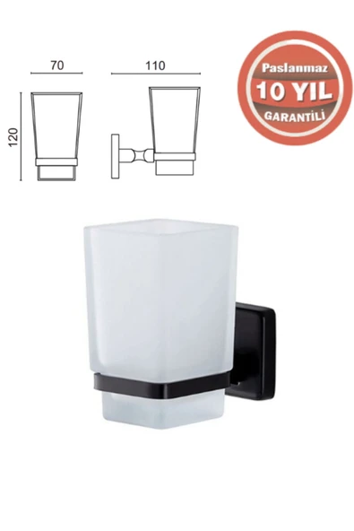 ÇELİK BANYO KU10-004.4 KUMRU DİŞ FIRÇALIK SİYAH ürün görseli 1