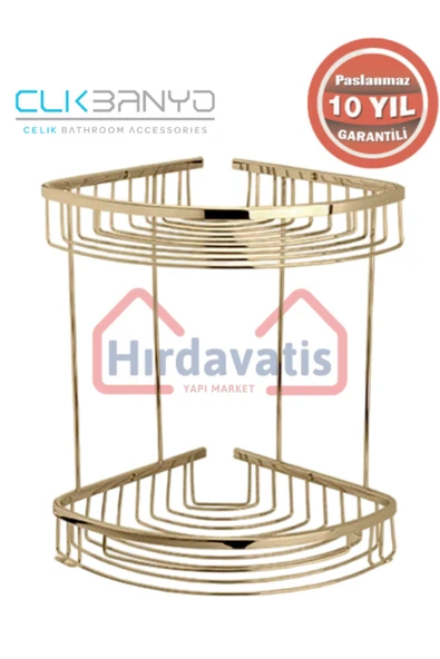 CLK BANYO PASLANMAZ PİRİNÇ DESTİNA 2'Lİ KÖŞE ŞAMPUANLIK 19X19CM ürün görseli 1