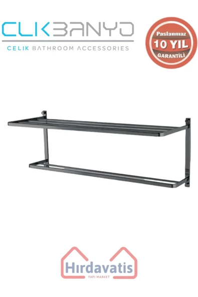 ÇELİK BANYO Paslanmaz Pirinç Mercan 2’li Havluluk 60cm Mat Siyah ürün görseli 1