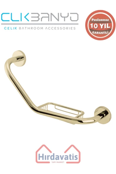 ÇELİK BANYO Paslanmaz Pirinç Flora Küvet Tutamağı Süngerlikli 40cm Altın Sarı Gold ürün görseli 1