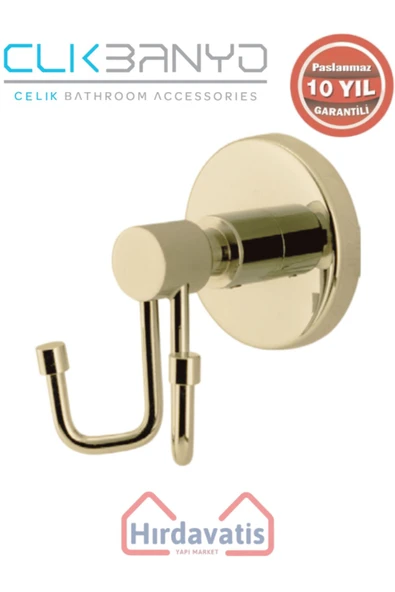 ÇELİK BANYO Paslanmaz Pirinç Flora Bornozluk Çiftli Altın Sarı Gold ürün görseli 1