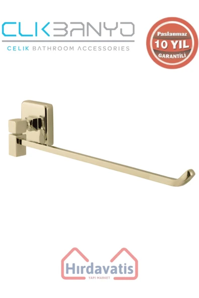 ÇELİK BANYO Paslanmaz Pirinç Kumru Tekli Döner Havluluk Altın Sarı Gold ürün görseli 1