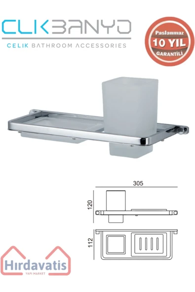 ÇELİK BANYO Paslanmaz Pirinç Mercan Montajlı Sabunluk Di? Fırçalık ürün görseli 1