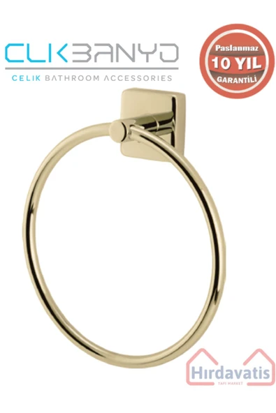 ÇELİK BANYO Paslanmaz Pirinç Vizyon Yuvarlak Havluluk Altın Sarı Gold ürün görseli 1