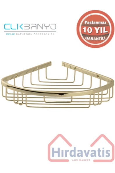 ÇELİK BANYO Paslanmaz Pirinç Zerrin Tekli Oval 18x18 cm Şampuanlık Köşe Süngerlik Altın Gold ürün görseli 1