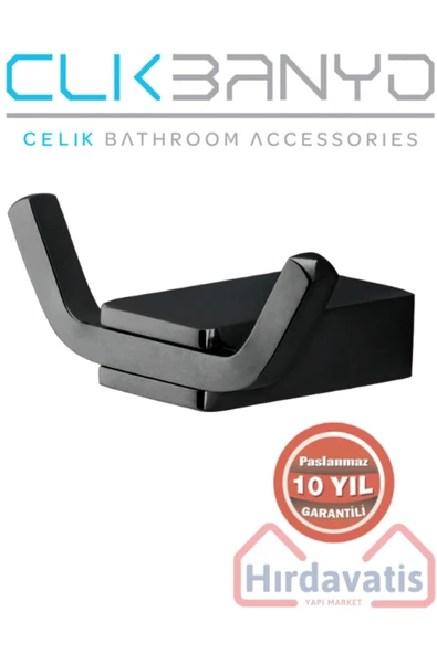 CLK BANYO Paslanmaz Pirinç Titanik Bornozluk Havlu Askısı Mat Siyah ürün görseli 1