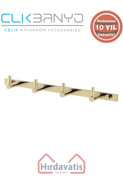 ÇELİK BANYO Paslanmaz Pirinç Mercan 4’lü Askılık Altın Sarı Gold ürün görseli 1