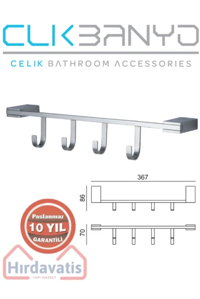 ÇELİK BANYO Havlu Askısı Paslanmaz Pirinç Titanik 4'lü Askılık ürün görseli 1