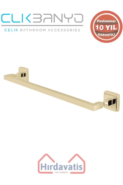 ÇELİK BANYO Paslanmaz Pirinç Kumru Kare Boru Uzun Havluluk 50cm Altın Sarı Gold ürün görseli 1