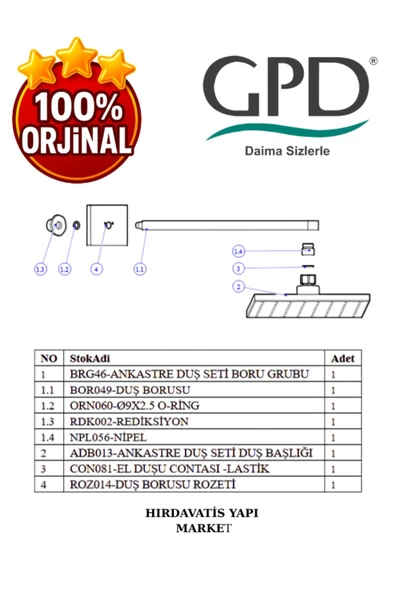 GPD ADS05 Ankastre Duş Başlığı (200X200) - Resim 5