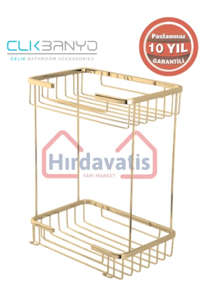 CLK BANYO Paslanmaz Pirinç Taci 22x15cm Şampuanlık Köşe Süngerlik (altın Gold) ürün görseli 1