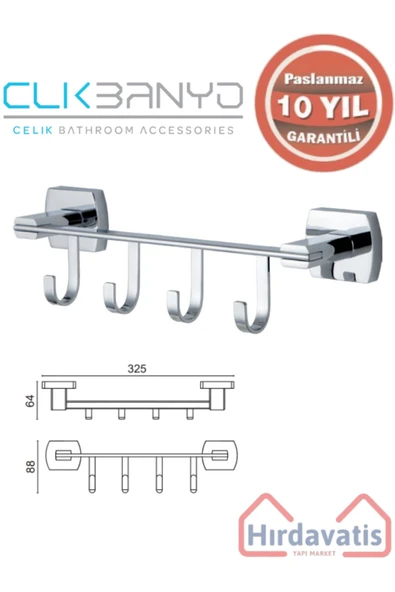 ÇELİK BANYO Paslanmaz Pirinç Milano 4’lü Askılık ürün görseli 1