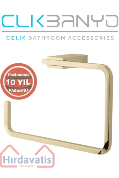 ÇELİK BANYO Paslanmaz Pirinç Altın Gold Titanik Kare Havluluk ürün görseli 1