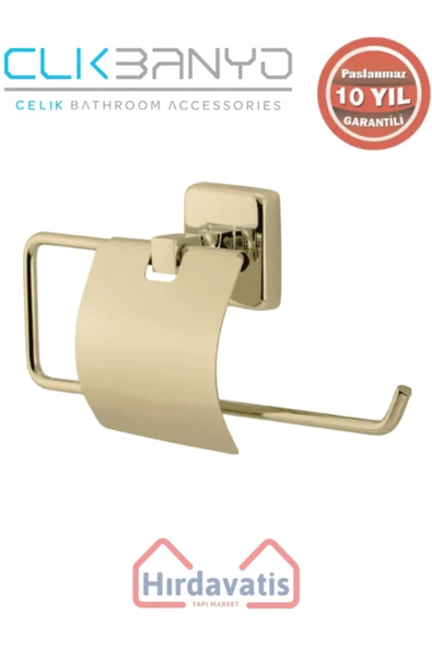 ÇELİK BANYO Paslanmaz Pirinç Kumru Geniș Kapaklı Kağıt Havluluk Altın Sarı Gold ürün görseli 1