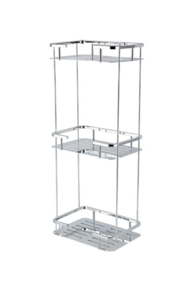 ÇELİK BANYO Paslanmaz Pirinç Lidya Üçlü 15x22cm Sabunluk Şampuanlık Ve Köşe Süngerlik ürün görseli 1