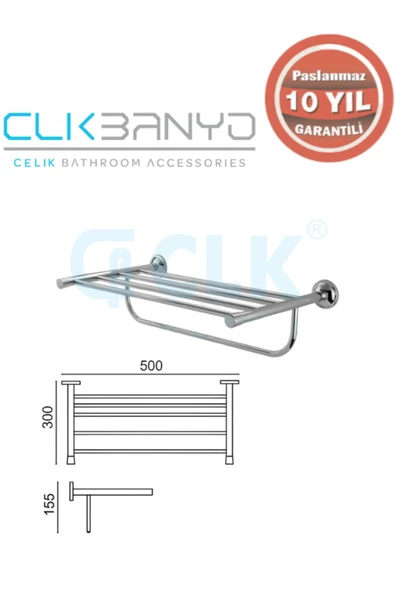 ÇELİK BANYO Montajlı Raf Havluluk 50cm ürün görseli 1