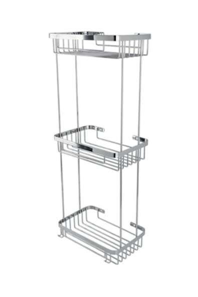 ÇELİK BANYO Taci 304 Üçlü 23x15cm Sabunluk Şampuanlık Ve Köşe Süngerlik ürün görseli 1