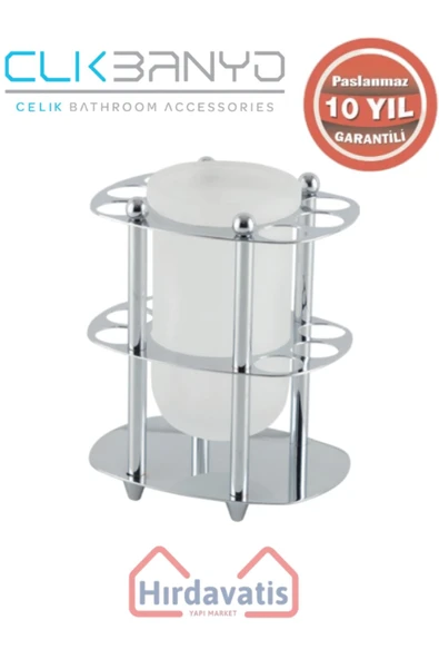 ÇELİK BANYO Paslanmaz Pirinç Desen Metal Set Üstü Camlı Fırçalık ürün görseli 1
