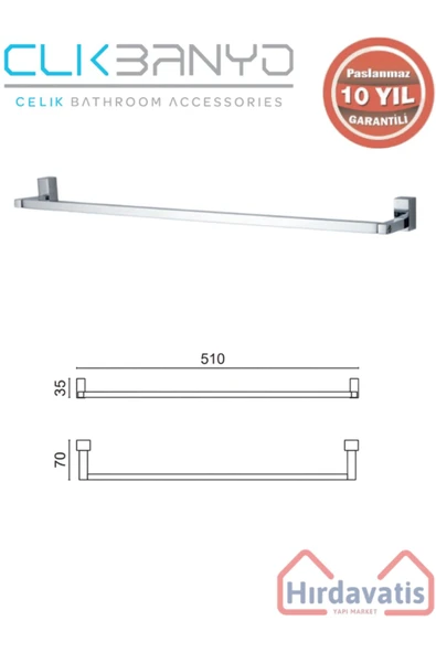 ÇELİK BANYO Paslanmaz Pirinç Swwor Uzun Havluluk 50cm ürün görseli 1