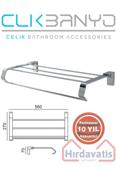 CLK BANYO Paslanmaz Pirinç Titanik Raf Havluluk 50cm Pirinç Malzeme ( 10 Yıl Garantili ) ürün görseli 1