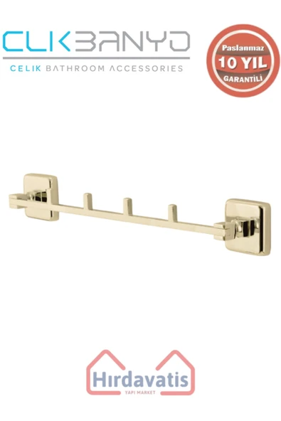 ÇELİK BANYO Paslanmaz Pirinç Kumru 4’lü Askılık Altın Sarı Gold ürün görseli 1