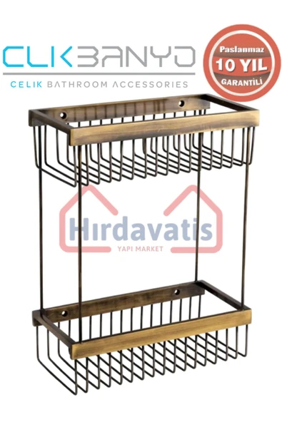 CLK BANYO Paslanmaz Pirinç Kumru Şampuanlık 15X25 Şampuanlık Banyo Rafı Antik ürün görseli 1