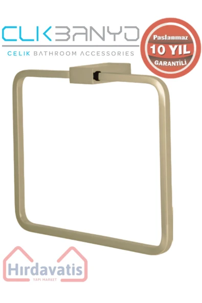 ÇELİK BANYO Paslanmaz Pirinç Titanik Kare Havluluk Altın Sarı Gold ürün görseli 1