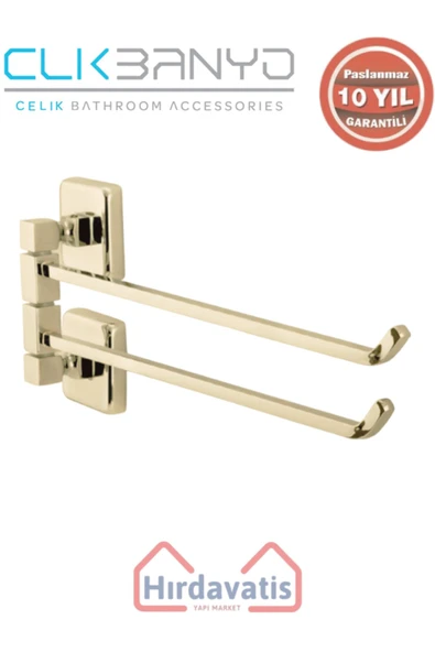 ÇELİK BANYO Paslanmaz Pirinç Kumru 2’li Döner Havluluk Altın Sarı Gold ürün görseli 1