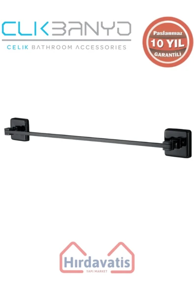 ÇELİK BANYO Paslanmaz Pirinç Kumru Uzun Havluluk 50cm Mat Siyah ürün görseli 1