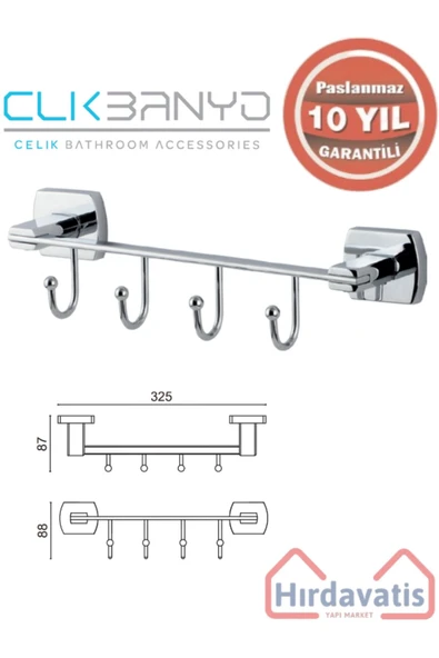 ÇELİK BANYO Paslanmaz Pirinç Milano 4’lü Askılık ürün görseli 1