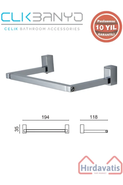 ÇELİK BANYO Paslanmaz Pirinç Swwor Kare Kağıtlık ürün görseli 1