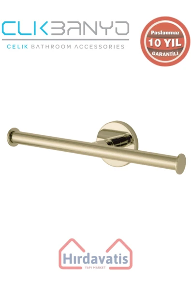 ÇELİK BANYO Paslanmaz Pirinç Flora İkili Yedek Kağıtlık Altın Sarı Gold ürün görseli 1