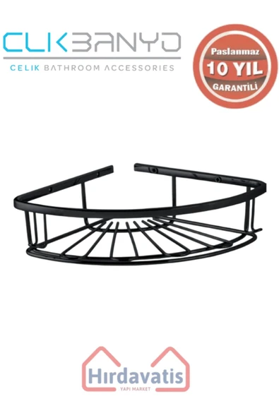 ÇELİK BANYO Paslanmaz Pirinç Zirve 304 Tekli Lamalı 19x19cm Sabunluk Şampuanlık Ve Köşe Süngerlik Mat Siyah ürün görseli 1