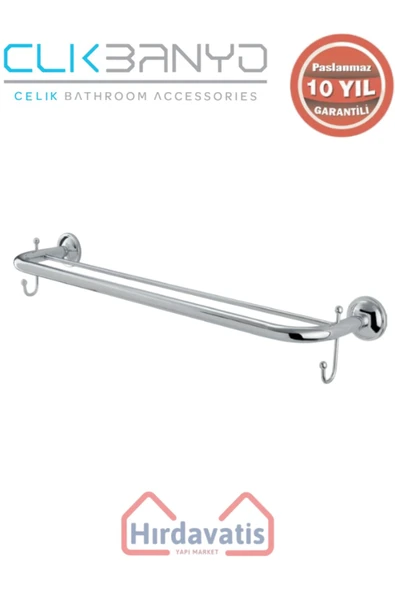 ÇELİK BANYO Paslanmaz Pirinç Bella kili Uzun Havluluk Kancalı 50cm ürün görseli 1