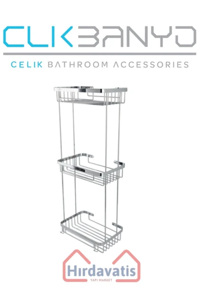 ÇELİK BANYO Taci 304 Üçlü 23x15cm Sabunluk Şampuanlık Ve Köşe Süngerlik ürün görseli 1