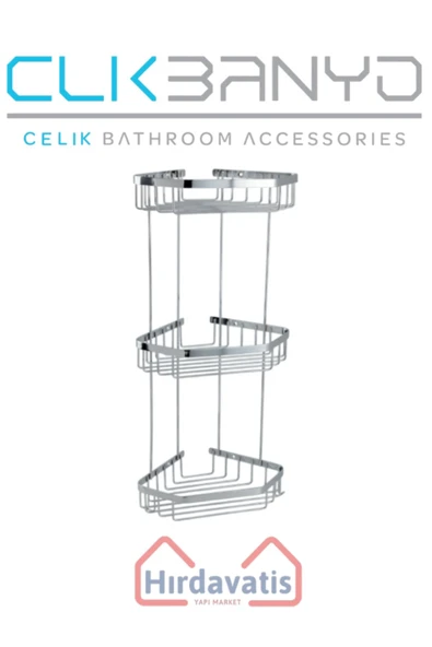 ÇELİK BANYO Selen 304 Üçlü 19x19cm Sabunluk Şampuanlık Ve Köşe Süngerlik ürün görseli 1